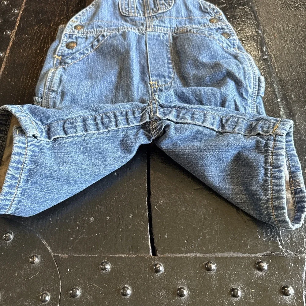 VTG Baby Gap Carpenter Lined Bibs Overalls Denim Jeans 3-6mo Y2K Logo 12/05 Bear